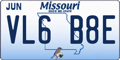 MO license plate VL6B8E