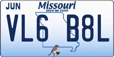 MO license plate VL6B8L