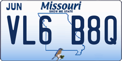 MO license plate VL6B8Q