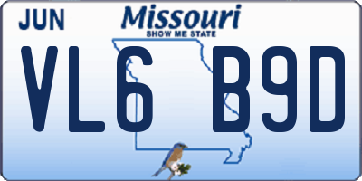 MO license plate VL6B9D