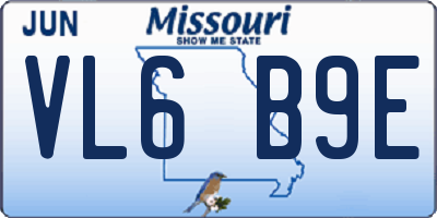 MO license plate VL6B9E