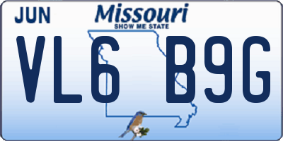 MO license plate VL6B9G