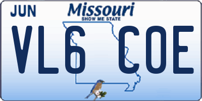MO license plate VL6C0E