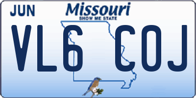 MO license plate VL6C0J