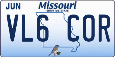 MO license plate VL6C0R