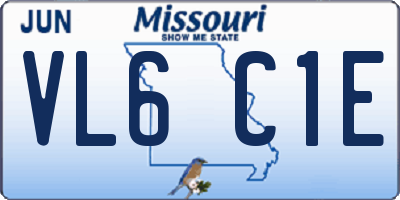 MO license plate VL6C1E