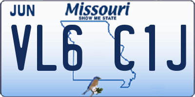 MO license plate VL6C1J