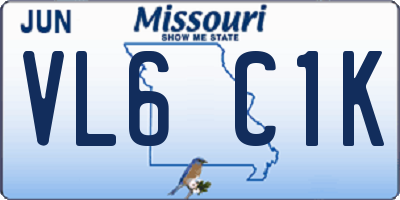 MO license plate VL6C1K
