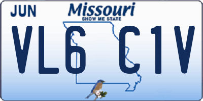 MO license plate VL6C1V
