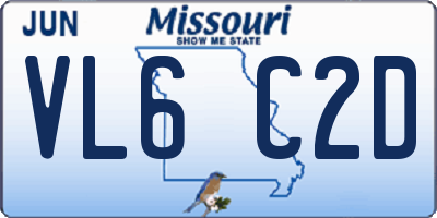 MO license plate VL6C2D