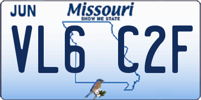 MO license plate VL6C2F