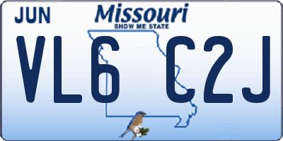 MO license plate VL6C2J
