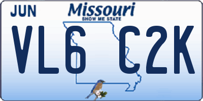 MO license plate VL6C2K