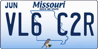 MO license plate VL6C2R