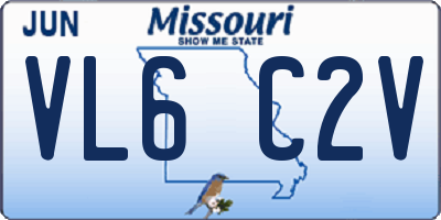 MO license plate VL6C2V