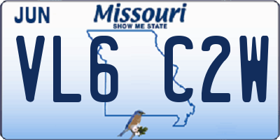 MO license plate VL6C2W