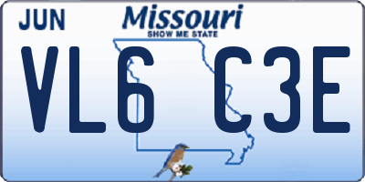 MO license plate VL6C3E