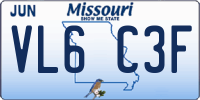 MO license plate VL6C3F