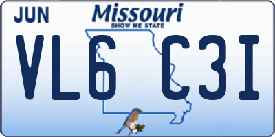 MO license plate VL6C3I
