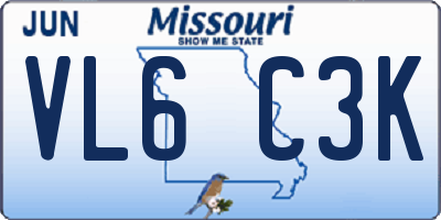 MO license plate VL6C3K