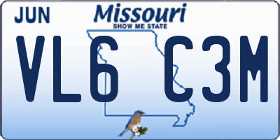 MO license plate VL6C3M