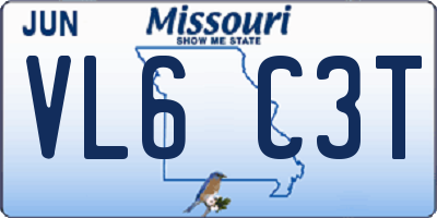 MO license plate VL6C3T