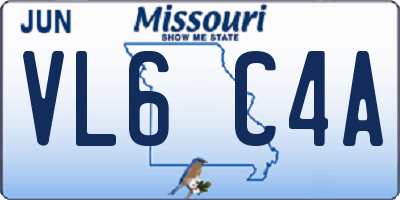 MO license plate VL6C4A
