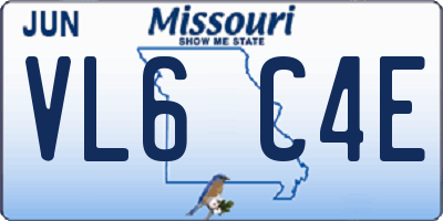 MO license plate VL6C4E