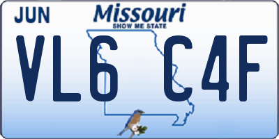 MO license plate VL6C4F