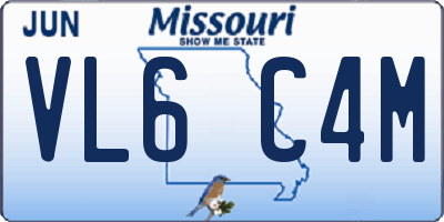 MO license plate VL6C4M
