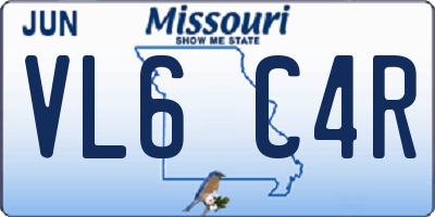 MO license plate VL6C4R
