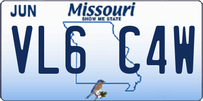 MO license plate VL6C4W