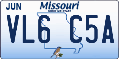 MO license plate VL6C5A