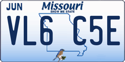 MO license plate VL6C5E