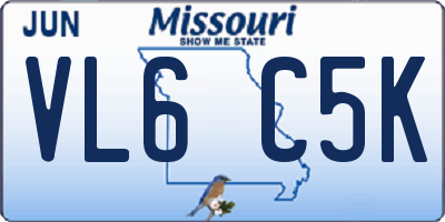 MO license plate VL6C5K