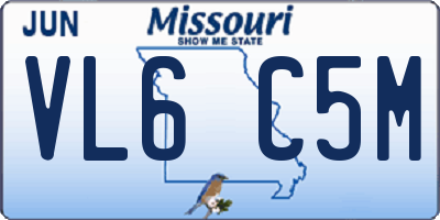 MO license plate VL6C5M