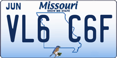 MO license plate VL6C6F