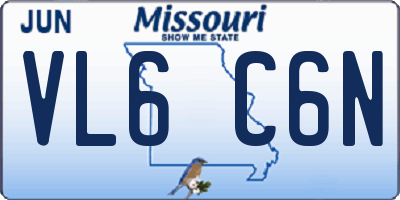MO license plate VL6C6N