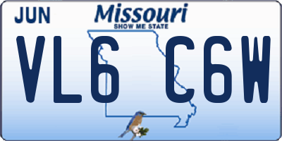MO license plate VL6C6W