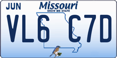 MO license plate VL6C7D