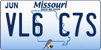 MO license plate VL6C7S