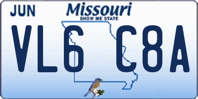 MO license plate VL6C8A