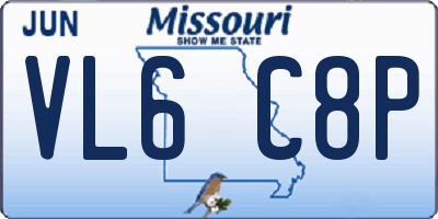 MO license plate VL6C8P