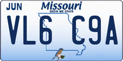 MO license plate VL6C9A