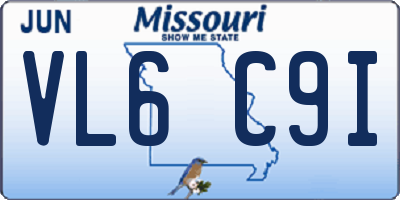 MO license plate VL6C9I