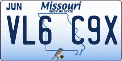 MO license plate VL6C9X