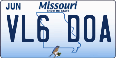 MO license plate VL6D0A