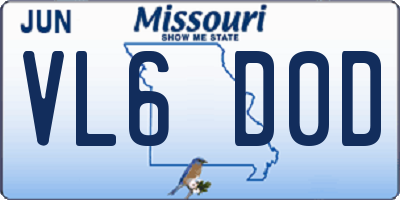 MO license plate VL6D0D
