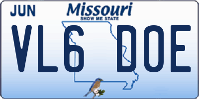 MO license plate VL6D0E