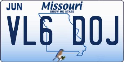 MO license plate VL6D0J